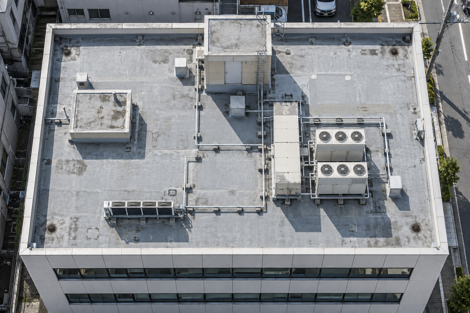 建物の屋上を真上から確認する調査イメージ